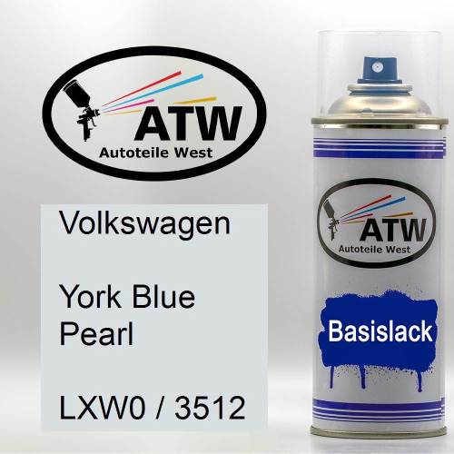 Volkswagen, York Blue Pearl, LXW0 / 3512: 400ml Sprühdose, von ATW Autoteile West.
